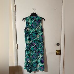 LuLaRoe Sleeveless Maxi Duster - Teal and Purple Geometric